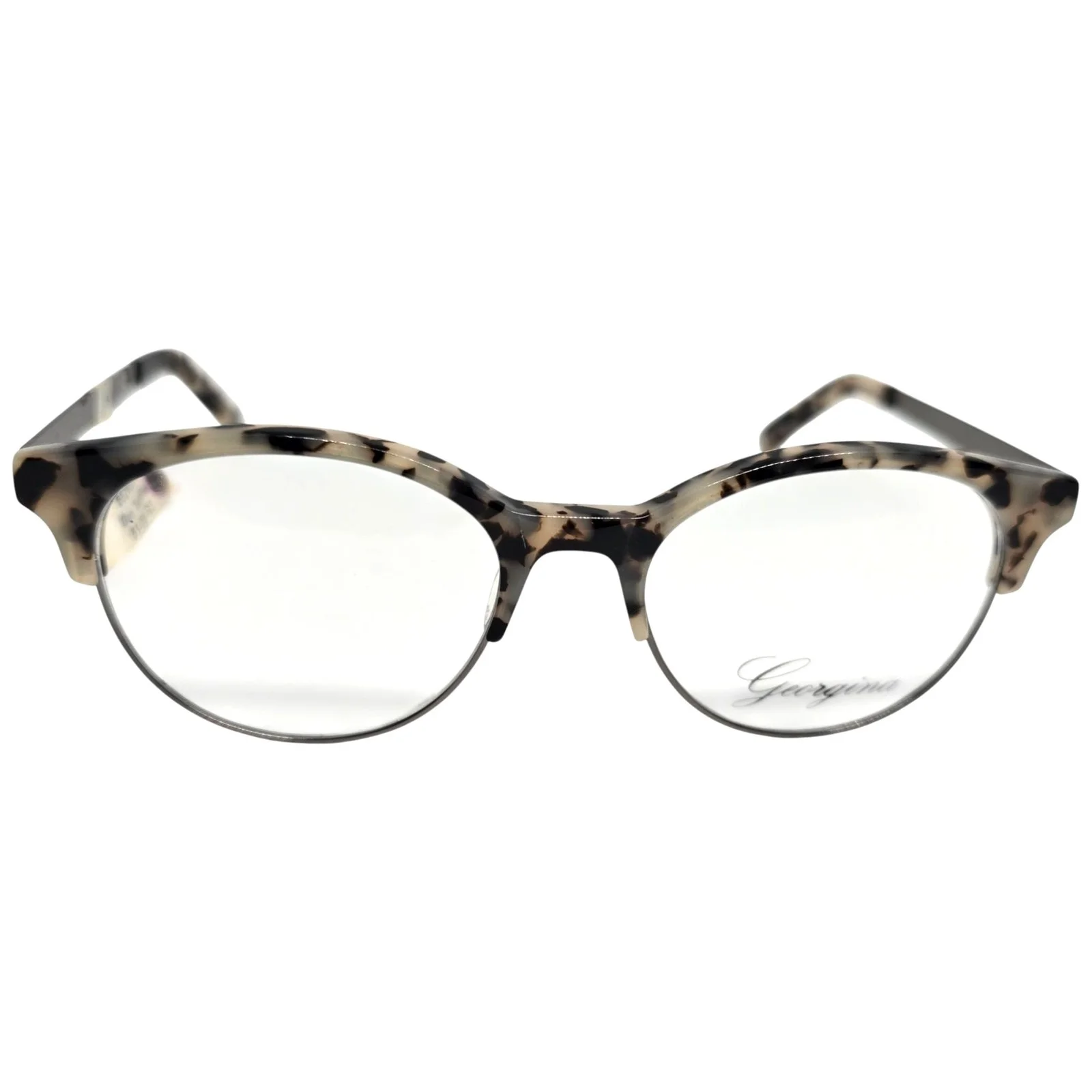 Georgina Womens Tortoise Shell Round Eyeglass Frames With Metal Bridge 51-18-145