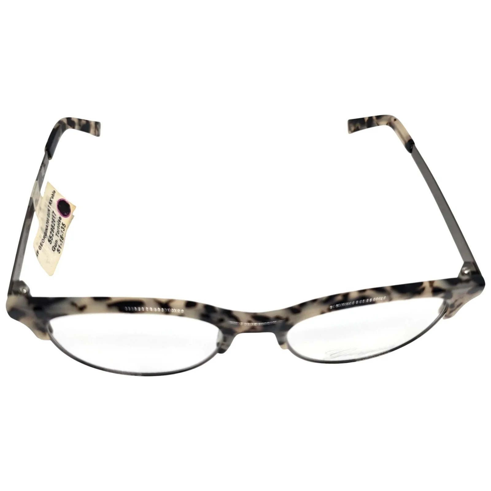 Georgina Womens Tortoise Shell Round Eyeglass Frames With Metal Bridge 51-18-145 2